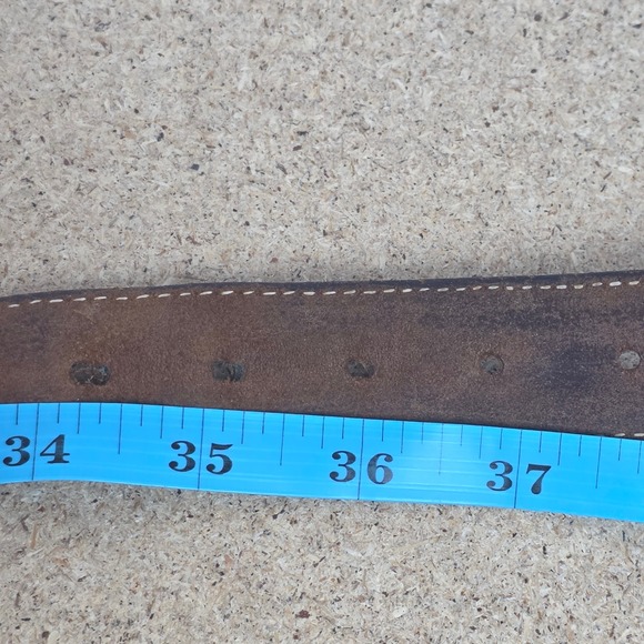 Vintage Brown Oil Tanned Leather Western boho Belt Turquoise Buckle‎ USA 36 main image 4
